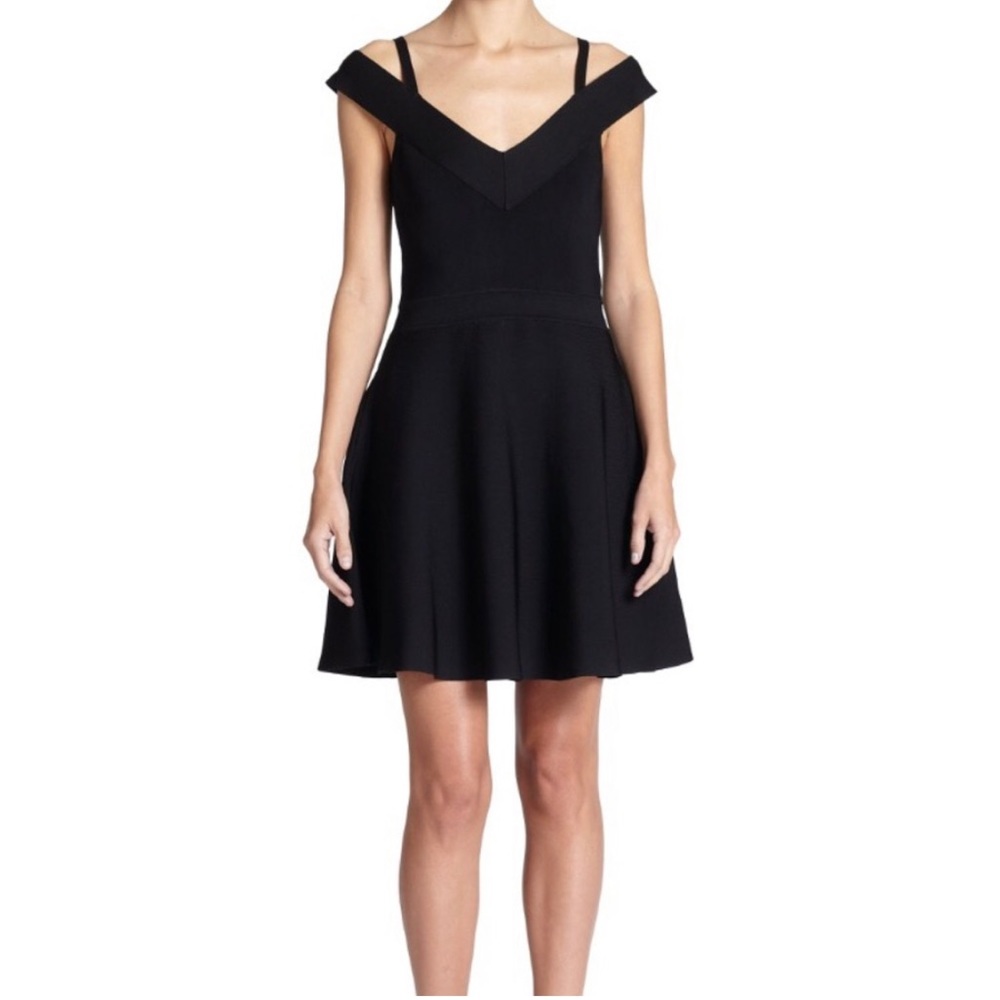 • Milly • Black Off Shoulder Skater Dress • SZ 0 • Retail $425